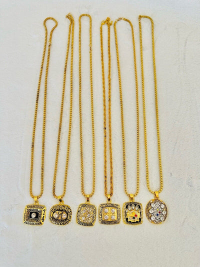 6 PCS  Pittsburgh Steelers Super Bowl Championship Pendant Necklace, USA SHIP - EB Sports Champion's Cache