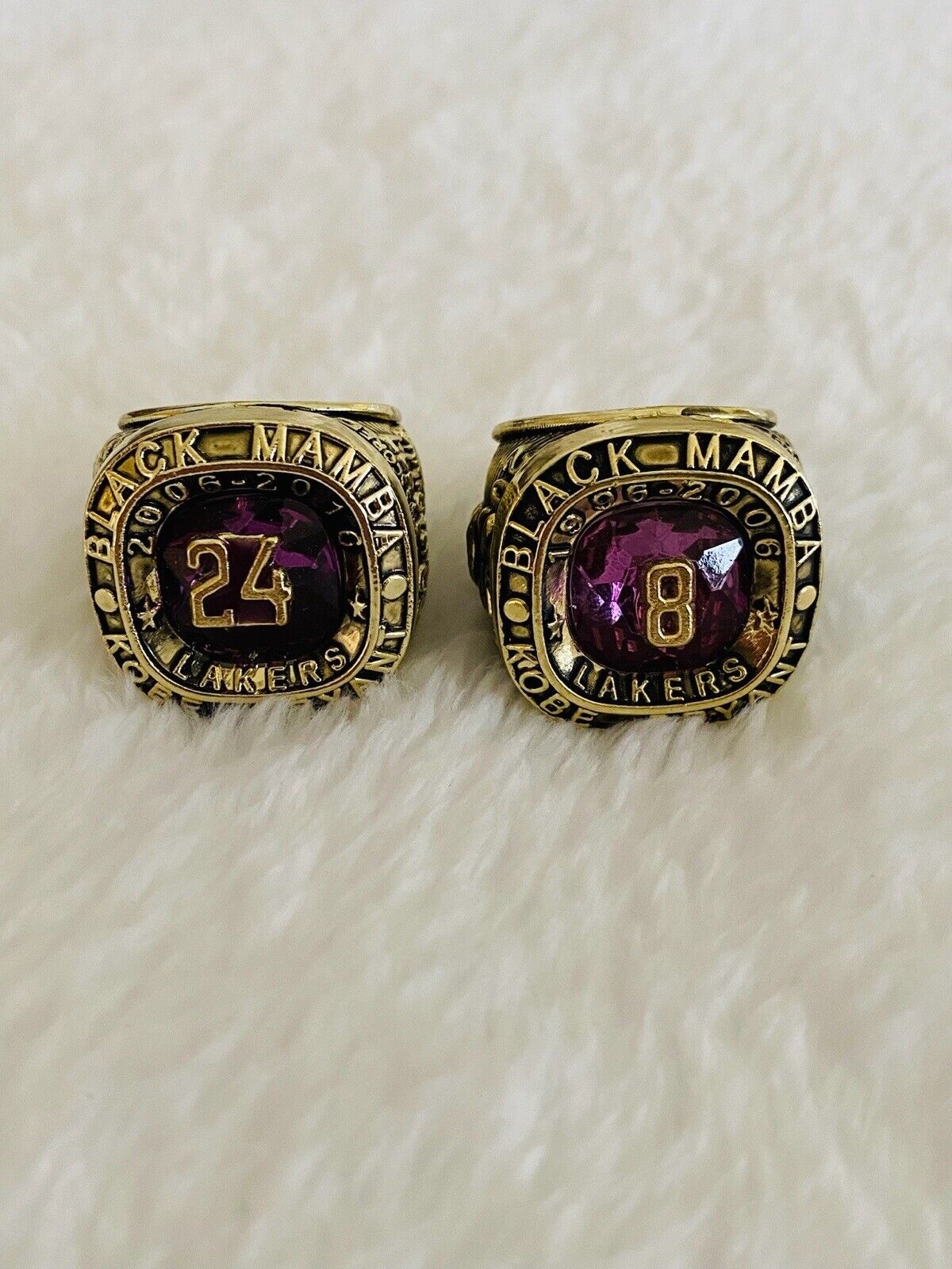 2 Pcs Los Angeles Lakers Kobe Bryant Hall Of Fame Ring Set,  SHIP - EB Sports Champion's Cache