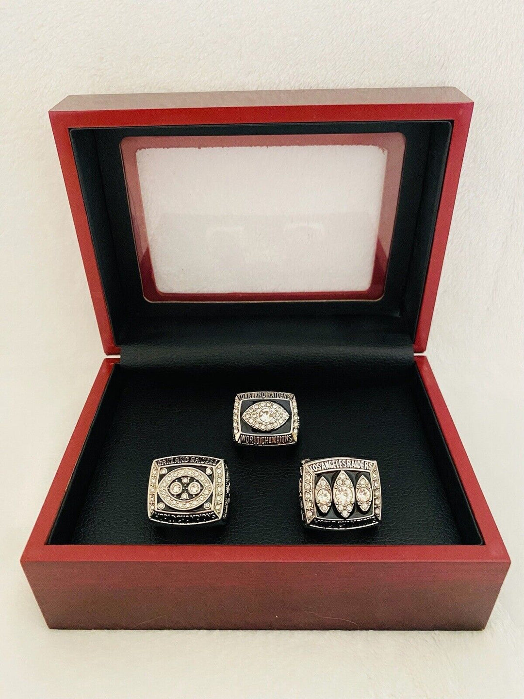 3 PCS Oakland Raiders Super Bowl Championship Ring W Box, US SHIP - EB Sports Champion's Cache