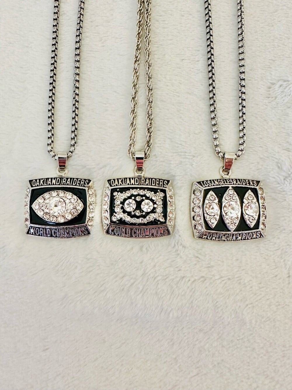 3 PCS Oakland Raiders Championship Super Bowl Pendant Necklace, US SHIP - EB Sports Champion's Cache