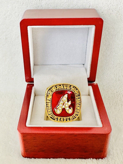 1991 Atlanta Braves MLB National Series JUSTICE Champion Ring W Box, US SHIP - EB Sports Champion's Cache