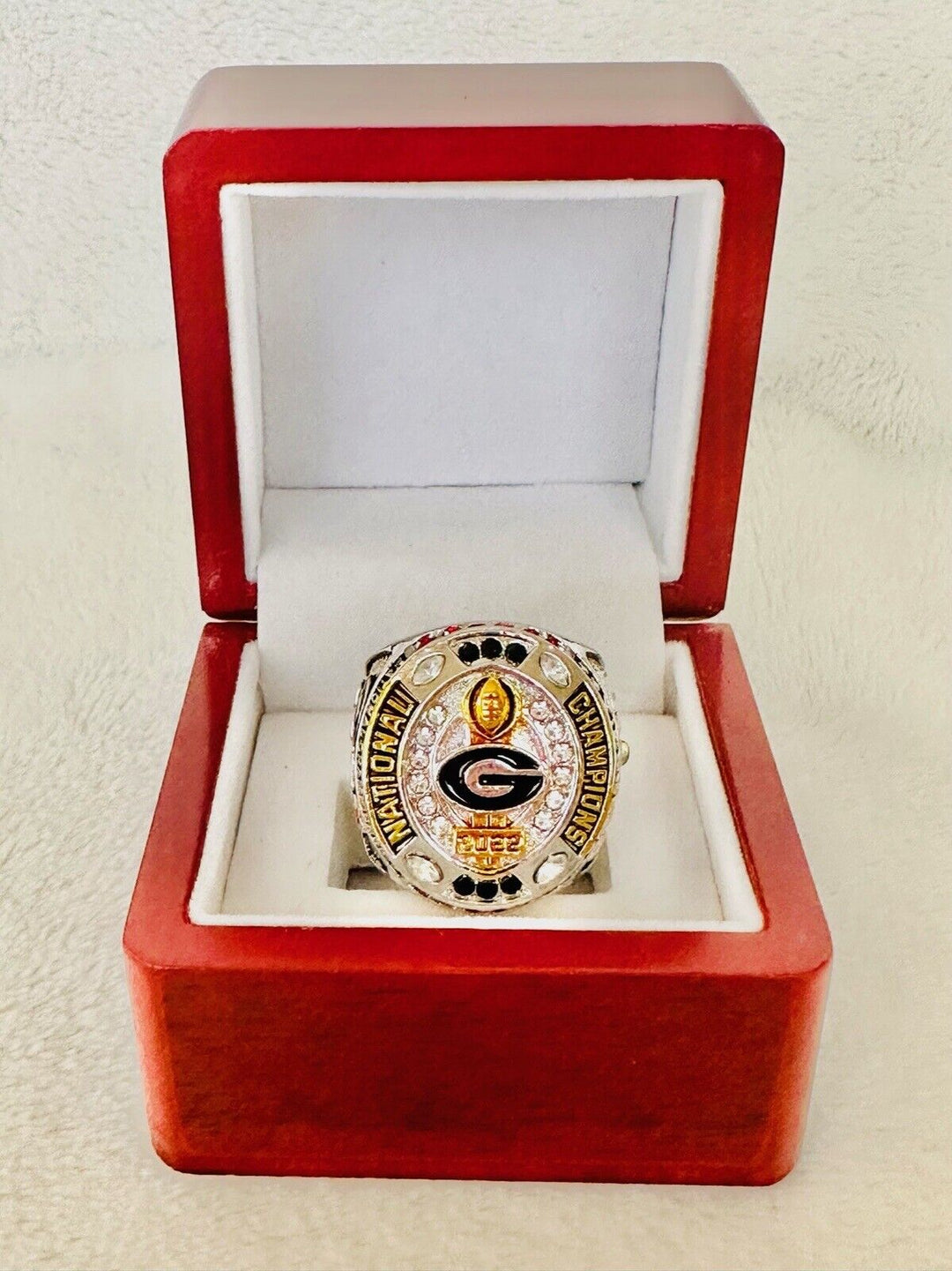 2022 Georgia Bulldogs National Championship Ring W Box, 24K, US SHIP - EB Sports Champion's Cache