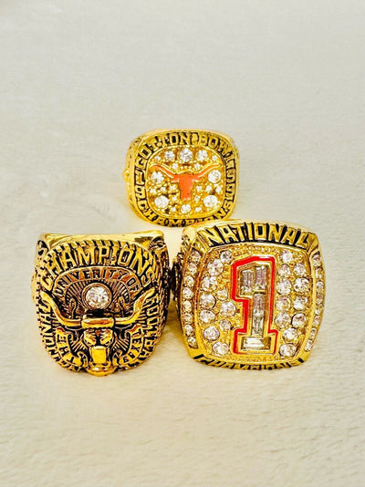 3 PCS University Of Texas LONGHORNS Championship Ring Set Replica, US SHIP - EB Sports Champion's Cache