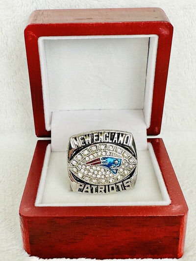 2007 New England Patriots Championship Ring W Box Silver Plated, Brady, US SHIP - EB Sports Champion's Cache