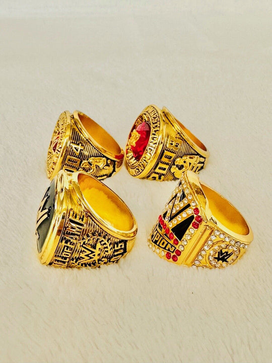 4 PCS WWE World Wrestling Hall Of Fame Championship Ring Set, US Ship - EB Sports Champion's Cache