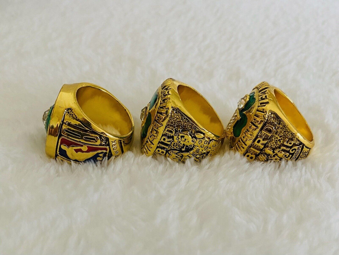 3 PCS Boston Celtics Larry Bird Championship Ring Set, US SHIP 1981/84/86 - EB Sports Champion's Cache