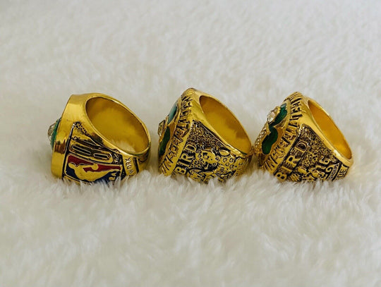 3 PCS Boston Celtics Larry Bird Championship Ring Set, US SHIP 1981/84/86 - EB Sports Champion's Cache