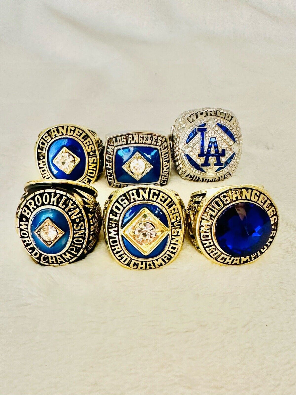 6 LA Dodgers World Series Championship Ring Set W Box,  SHIP 1955-2020 - EB Sports Champion's Cache