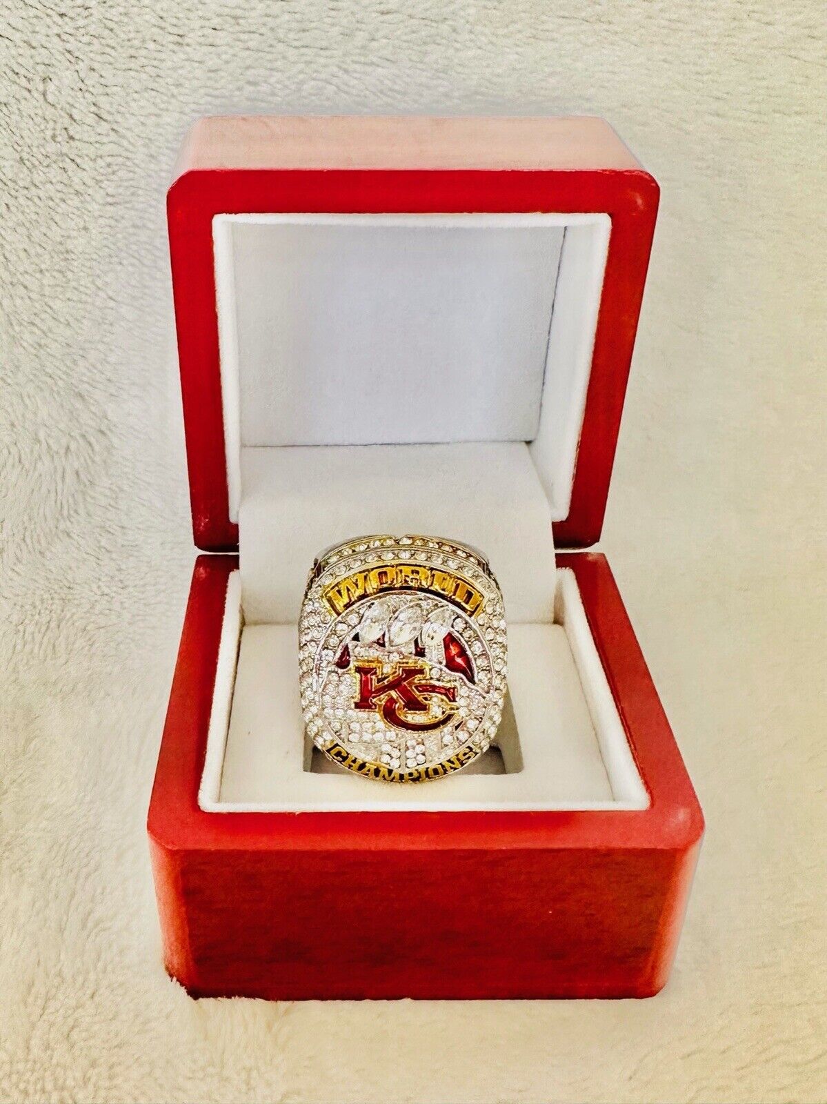 2023 Ring + Trophy + Box Kansas City Chiefs Mahomes Superbowl REPLICA Size  8-13