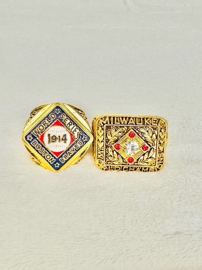 2 PCS Braves World Series Champion Ring Set, US SHIP 1914 & 1957