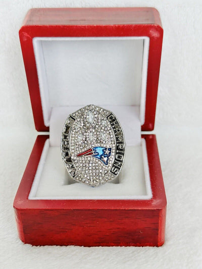 2018 New England Patriots Championship Ring W Box Silver Plated, Brady, US SHIP - EB Sports Champion's Cache