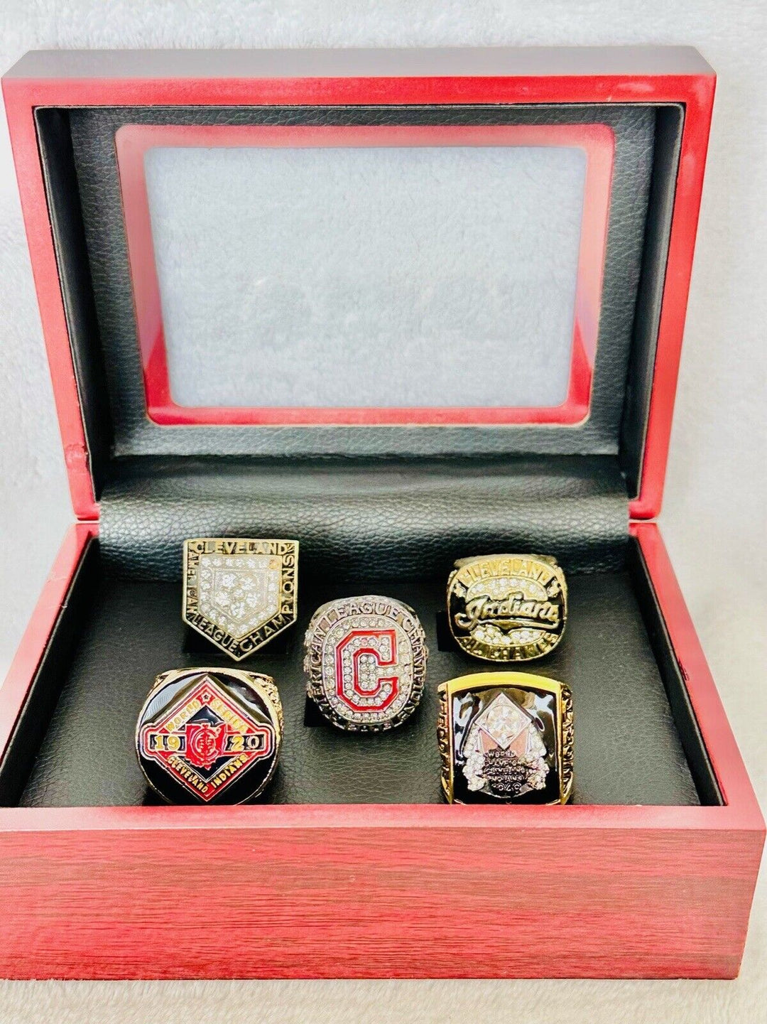 5 PCS Cleveland Indians World Series Championship Ring Set W Box, US SHIP - EB Sports Champion's Cache