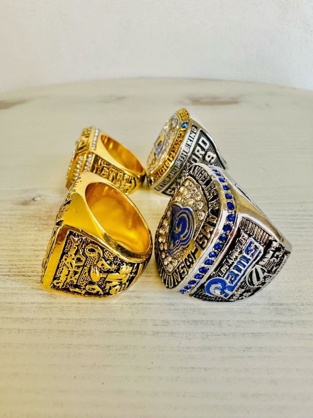 4 PCS LA Louis Rams Championship Ring, US SHIP 1979/99/2018/2021 - EB Sports Champion's Cache