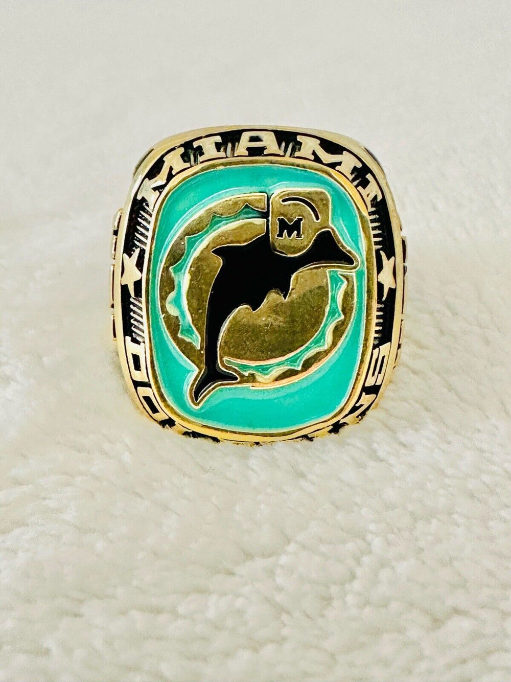 Miami Dolphins Large Classic Goldplated NFL Rare Ring W Box - EB Sports Champion's Cache