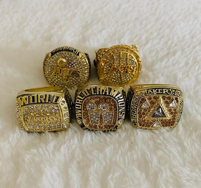 5 PCS Los Angeles Lakers 2000’s NBA Championship Replica Ring,  SHIP - EB Sports Champion's Cache