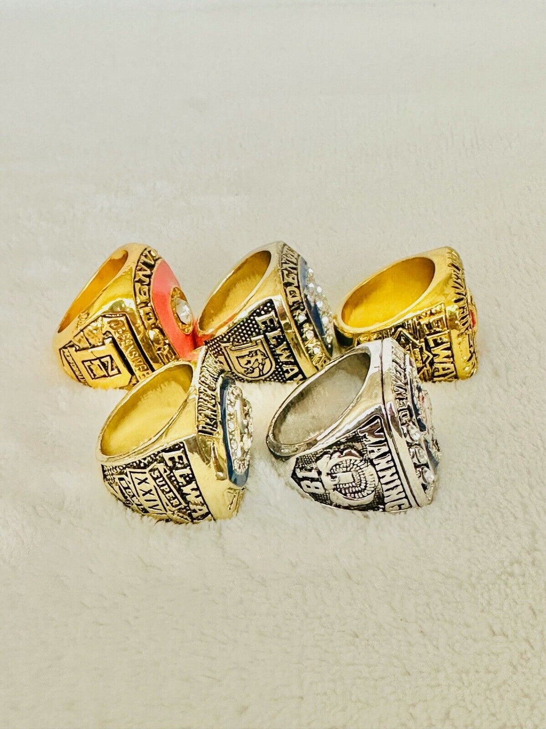 5 PCS Denver Broncos AFC Championship Ring Set,  SHIP - EB Sports Champion's Cache