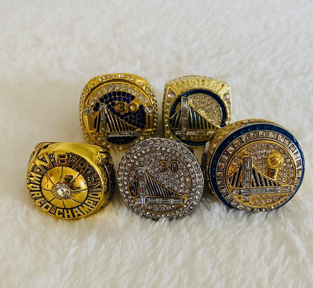 5 PCS Golden State Warriors Championship Ring Complete Set,  SHIP - EB Sports Champion's Cache