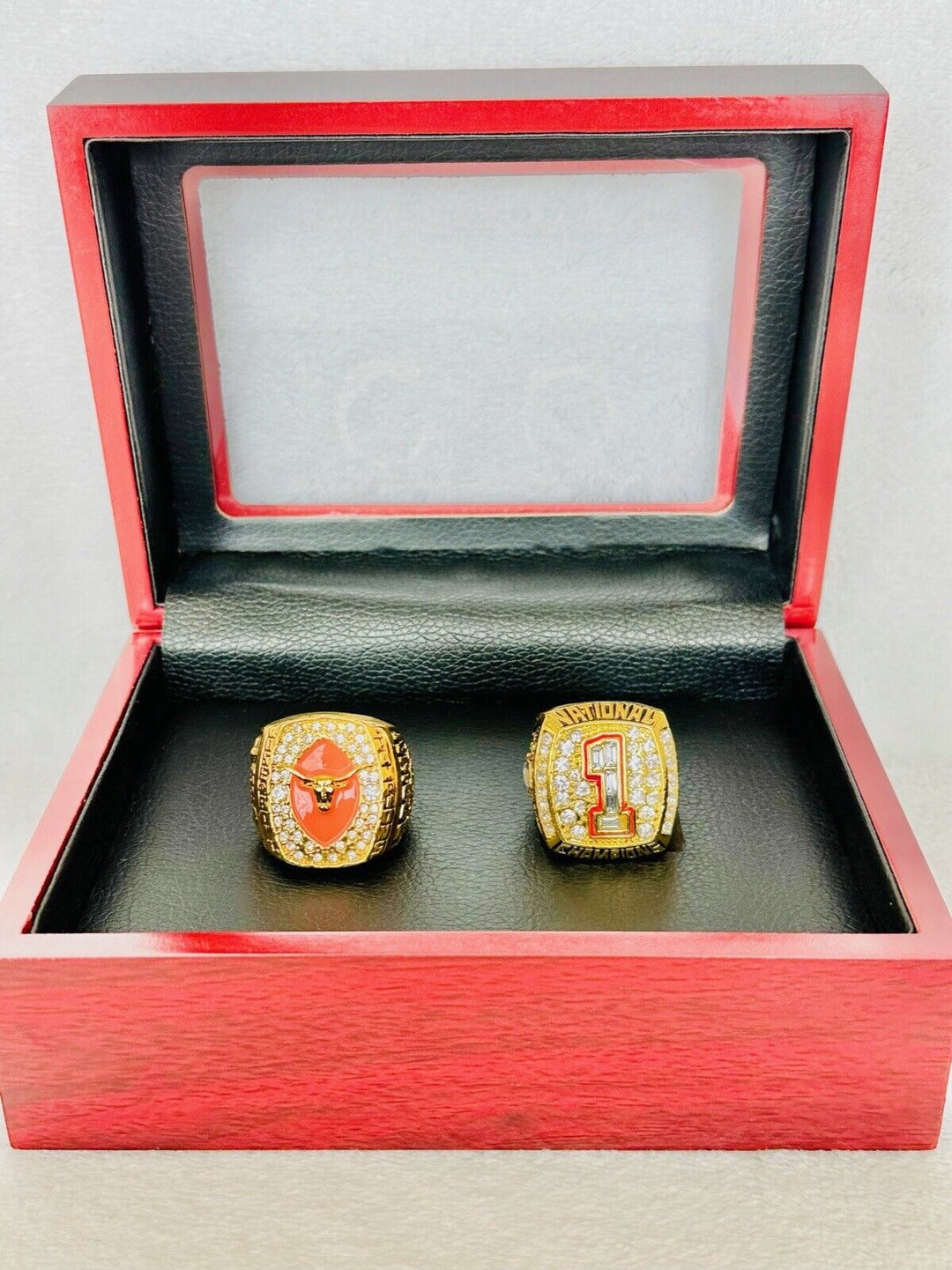 2 PCS University Of Texas LONGHORNS Championship Ring W Box, US SHIP 2005 - EB Sports Champion's Cache