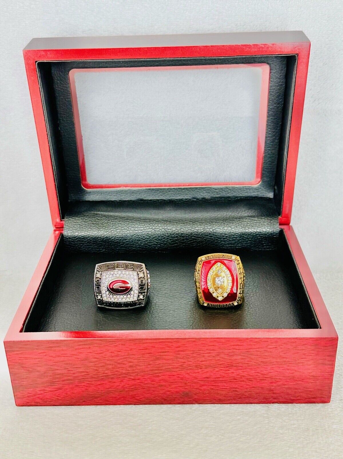 2 PCS Georgia Bulldogs Championship Ring W Box, 24K, US SHIP 2002/03 - EB Sports Champion's Cache