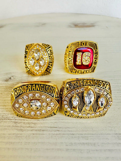 4 Pcs Joe Montana MVP Ultimate Collection 49ers Ring Set, US SHIP - EB Sports Champion's Cache