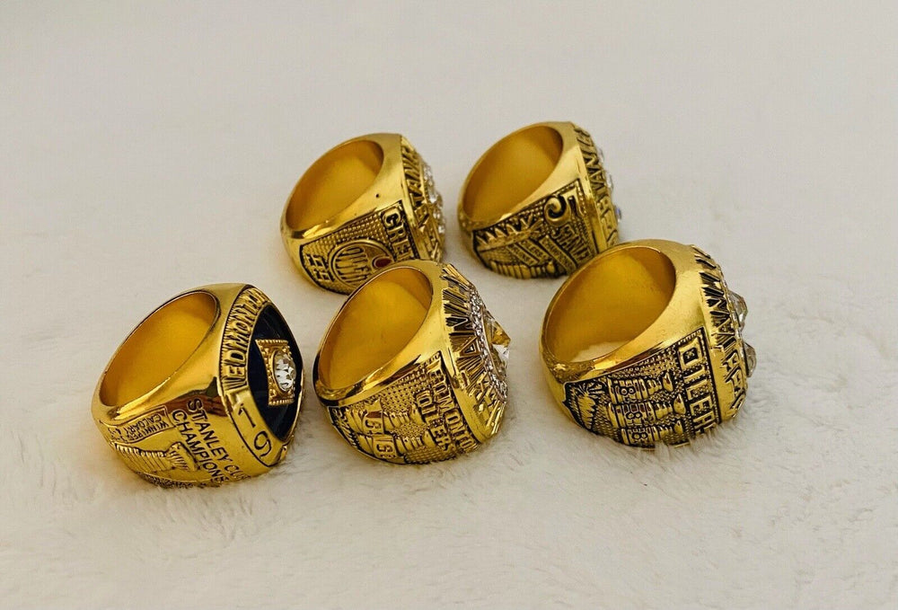 5 PCS Edmonton Oilers Stanley Cup Championship Ring W Box,  SHIP - EB Sports Champion's Cache