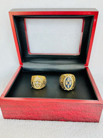 2 PCS Dallas Cowboys Championship Ring SET W Case, US SHIP 1992/93 Back To Back - EB Sports Champion's Cache