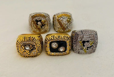 5 PCS Pittsburgh Penguins 18k Complete Championship Ring Set,  SHIP - EB Sports Champion's Cache