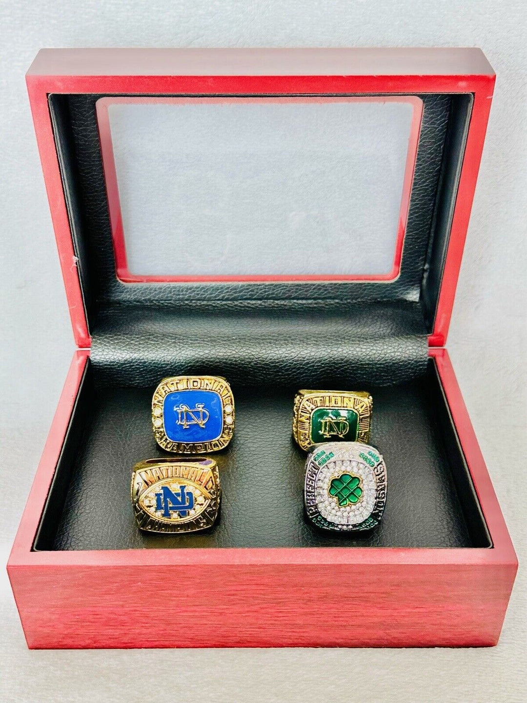 4 PCS Notre Dame Championship Display fan Ring W Box Set, US SHIP - EB Sports Champion's Cache