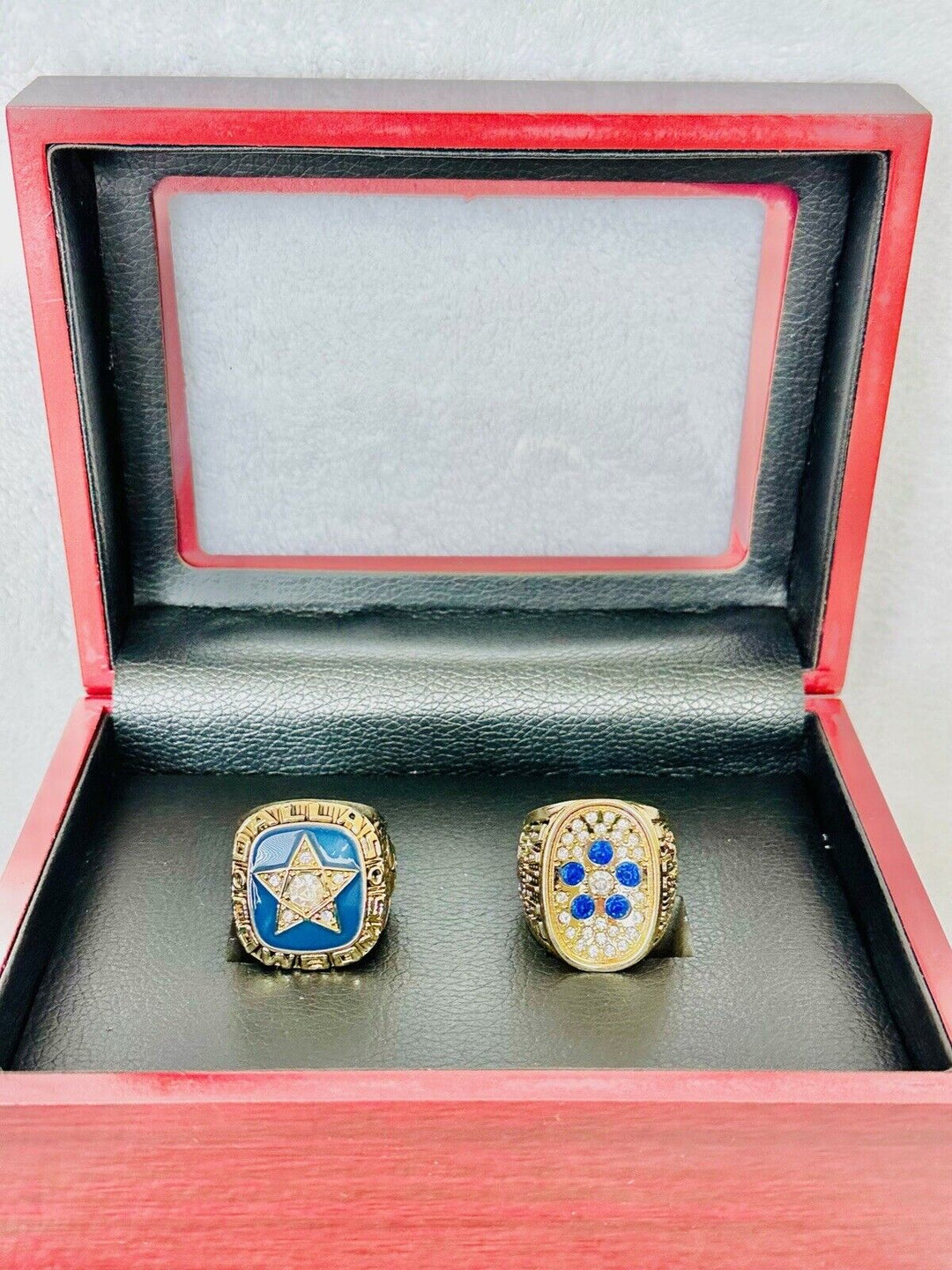 2 PCS Dallas Cowboys NFC Championship Ring SET W Case, US SHIP 1970/78 - EB Sports Champion's Cache