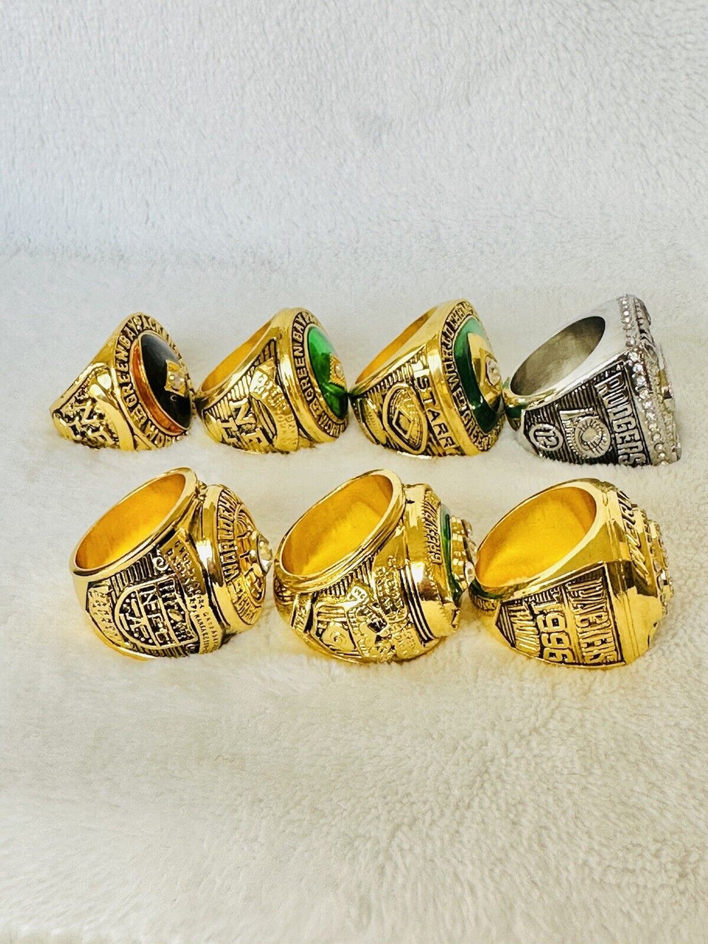 7 PCS Green Bay Packers Super Bowl Ring COMPLETE SET, US SHIP - EB Sports Champion's Cache