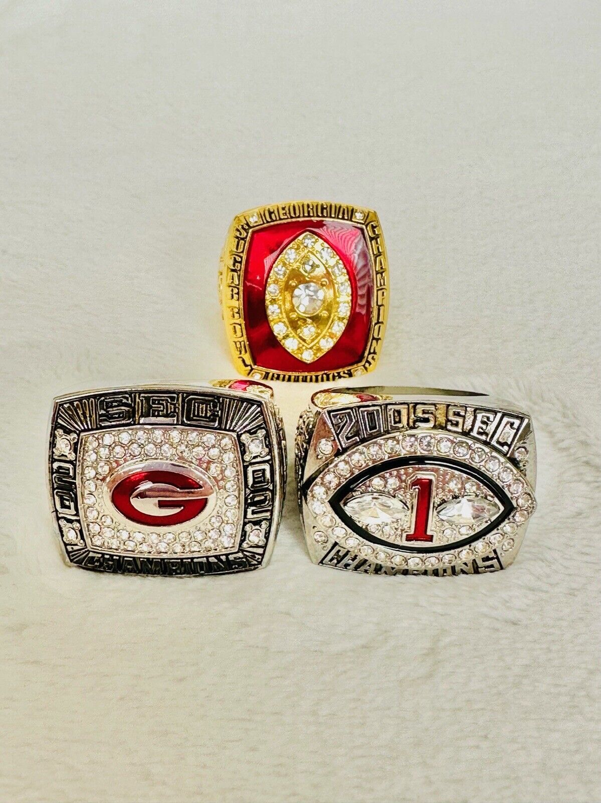 3 PCS Georgia Bulldogs SEC Championship Ring, US SHIP 2002/03/05 - EB Sports Champion's Cache