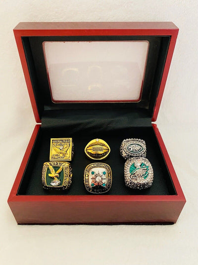 6 PCS Philadelphia Eagles Classic NFL Championship Ring SET W Case, USA Ship - EB Sports Champion's Cache