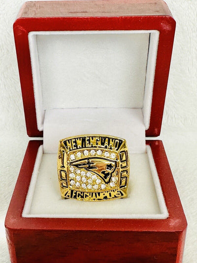 1996 New England Patriots Championship Ring 24k Gold Overlay W Box, US SHIP - EB Sports Champion's Cache