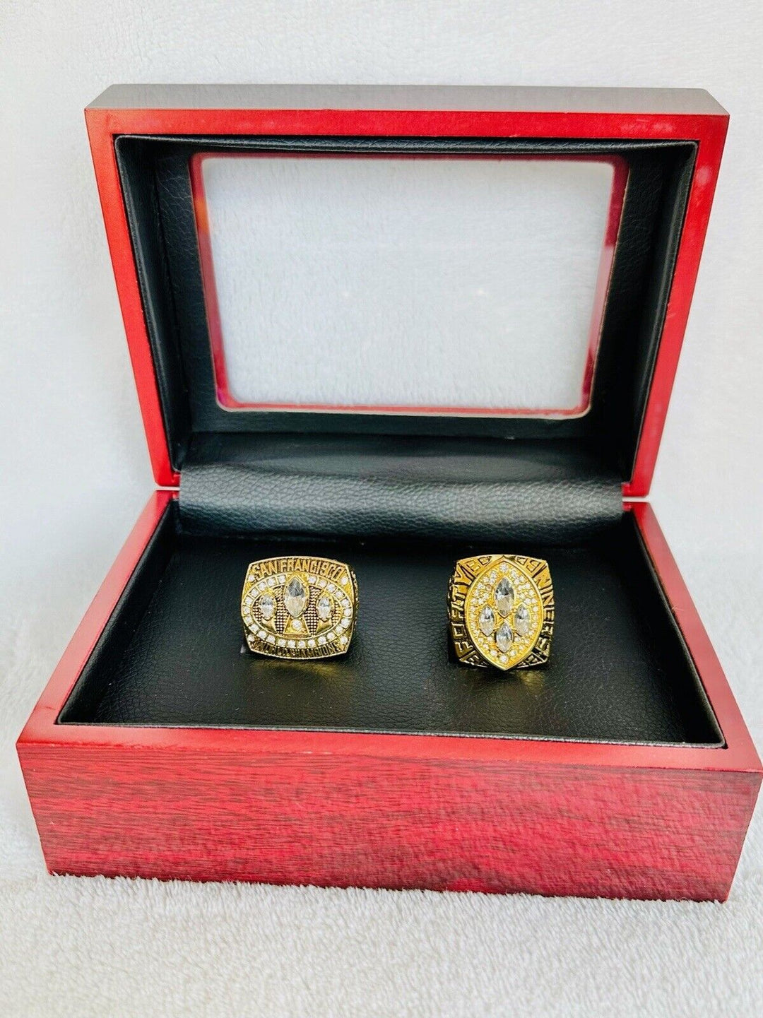 2 PCS San Francisco 49ers Back To Back Championship RING SET W Case, USA Ship - EB Sports Champion's Cache