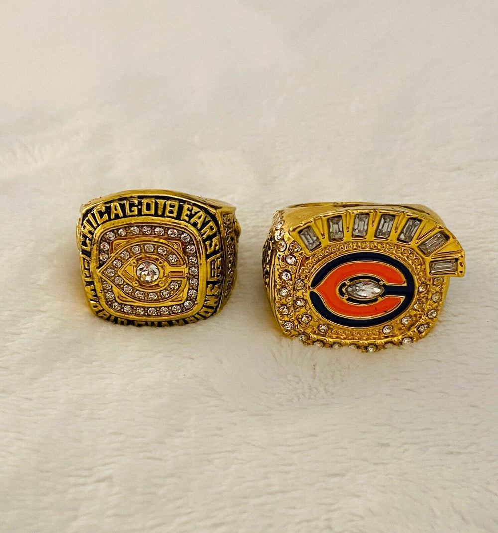 2PCS Chicago Bears Championship Ring SET W Case, US SHIP. 1985/2006 - EB Sports Champion's Cache