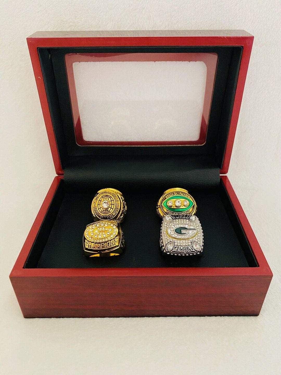 4 PCS Green Bay Packers Super Bowl Ring COMPLETE SET W Case, US SHIP - EB Sports Champion's Cache