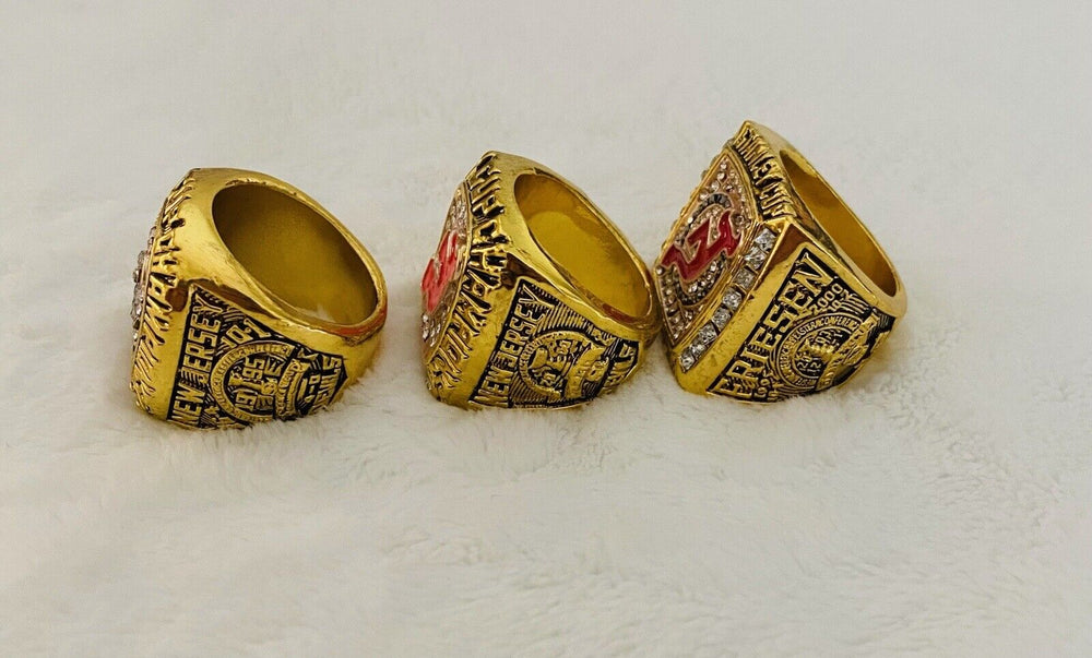 3 PCS Jersey Devils Stanley Cup 18k GP Championship Ring Set,  SHIP - EB Sports Champion's Cache