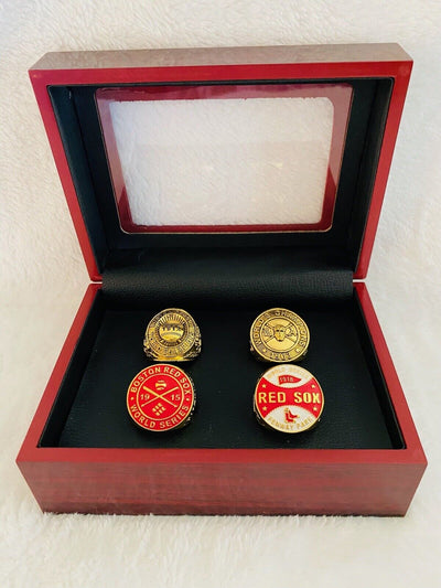 4 PCS Red Sox World Series Babe Ruth Championship Ring Set W Box,  SHIP - EB Sports Champion's Cache