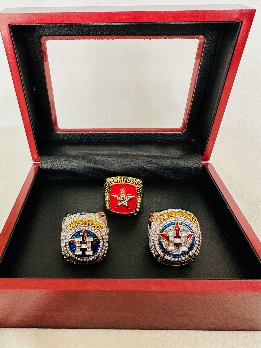 HOUSTON ASTROS World Series CHAMPIONSHIP Ring Set W Box, US SHIP 2005/2017/2022 - EB Sports Champion's Cache