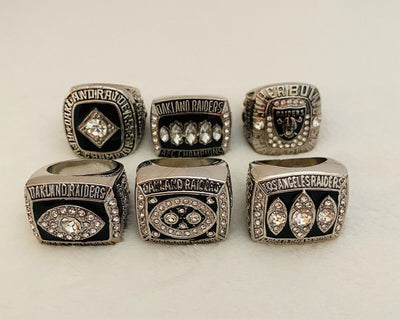 6 PCS Oakland Raiders Championship Ring Complete Set, US SHIP - EB Sports Champion's Cache