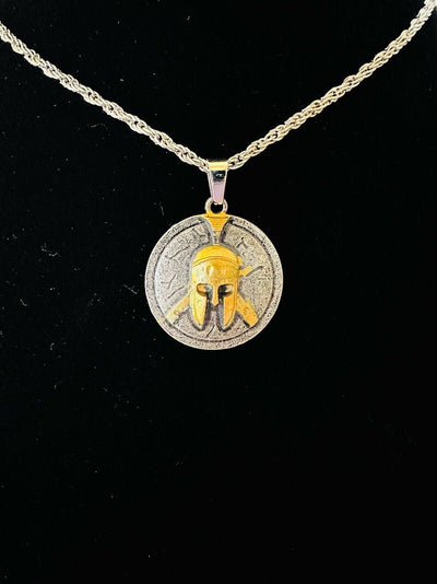 Spartan Greek Warrior Helmet Shield Pendant necklace Stainless Steel, US SHIP - EB Sports Champion's Cache