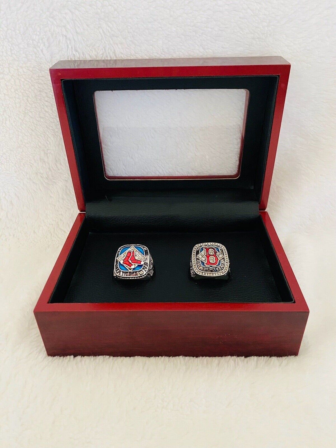 2 PCS Red Sox World Series Silver Championship Ring W Box,  SHIP 2004/07 - EB Sports Champion's Cache