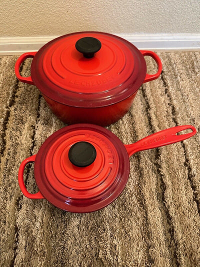 Le Creuset Saucier 2-1/4 Qt 2 L Sauce Pan + #22 3 1/2 Qt  - SET - EB Sports Champion's Cache