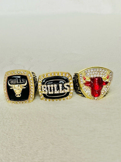 3 Pcs Chicago Bulls 1st 3 Peat Championship Ring Set,  SHIP Jordan - EB Sports Champion's Cache