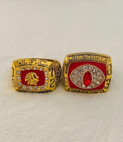 2 PCS Washington Redskins NFC Champions Replica Ring SET,  SHIP 1972/83 - EB Sports Champion's Cache