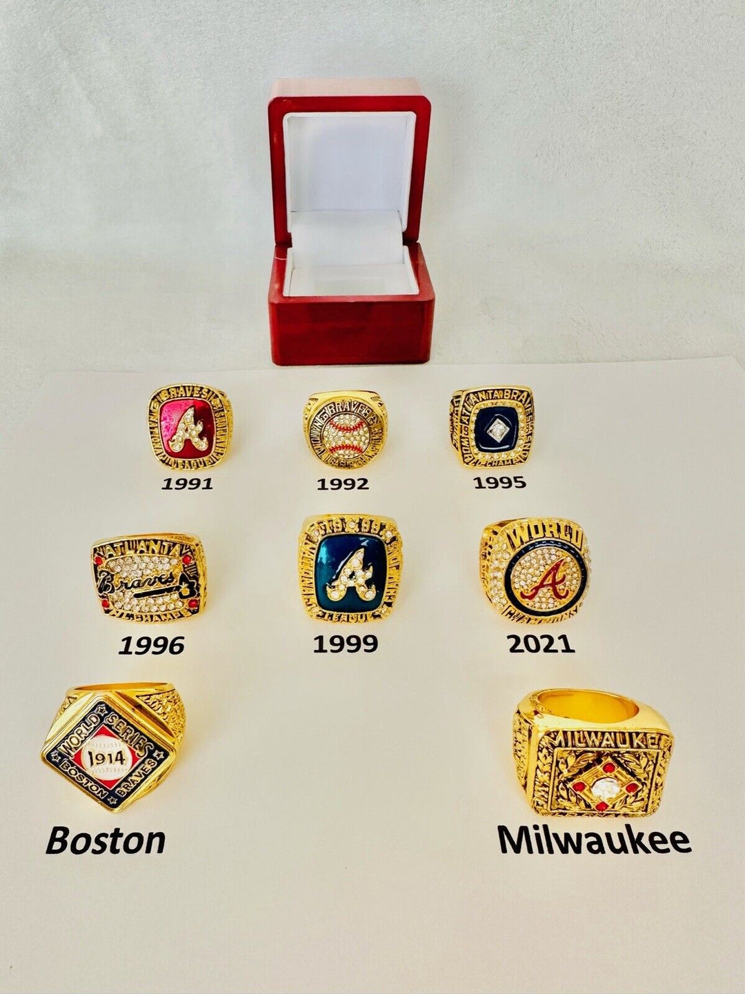 Atlanta Braves Championship Rings W Box, US SHIP.     PICK YOUR RING!!! - EB Sports Champion's Cache