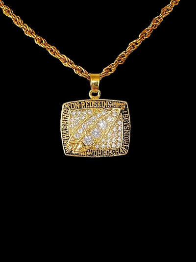 1991 Washington Redskins Super Bowl Championship Pendant Necklace,  SHIP - EB Sports Champion's Cache