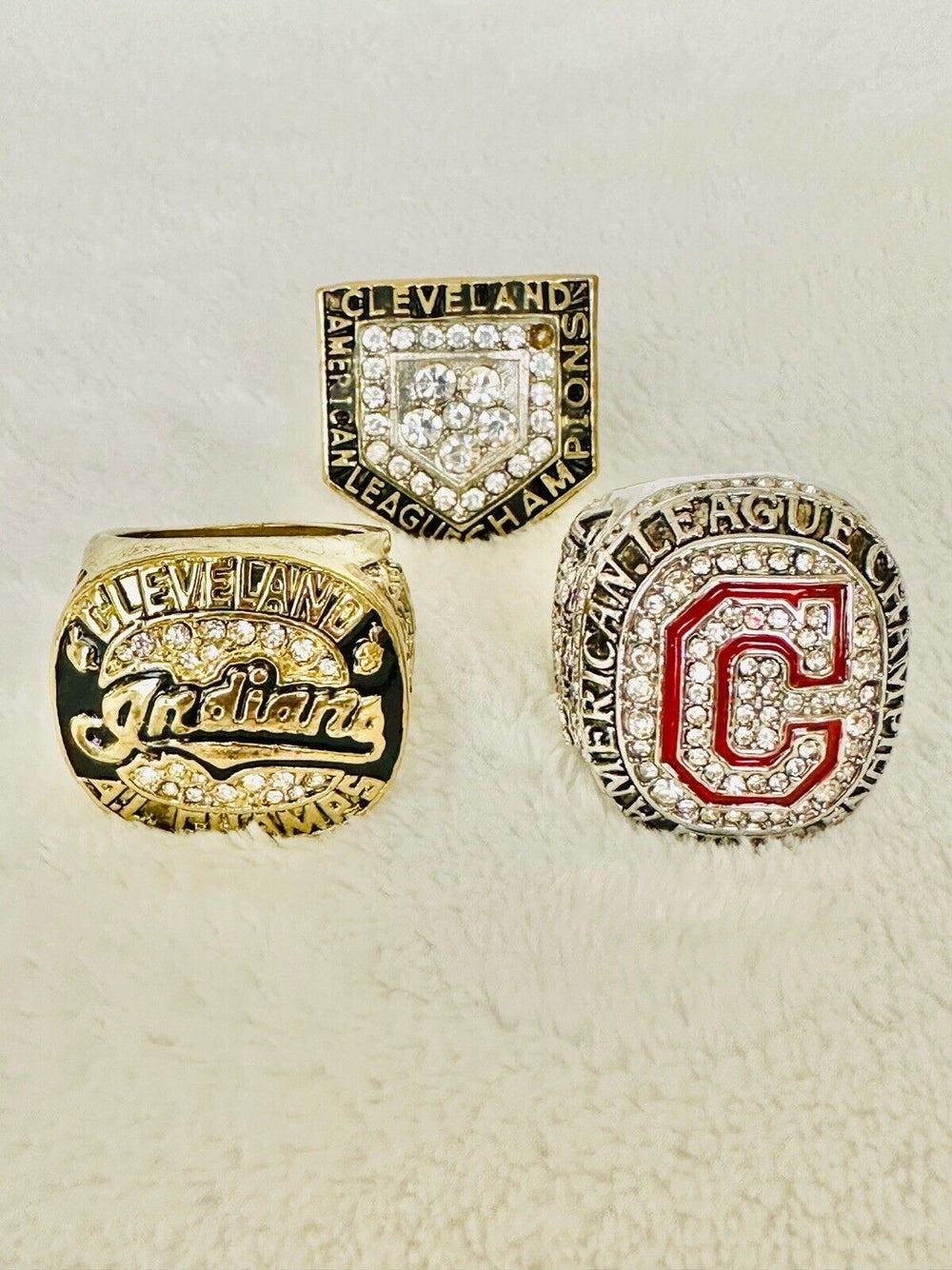 Cleveland Indians AL Championship Ring Set W Box, US SHIP 1997/2015/16 - EB Sports Champion's Cache