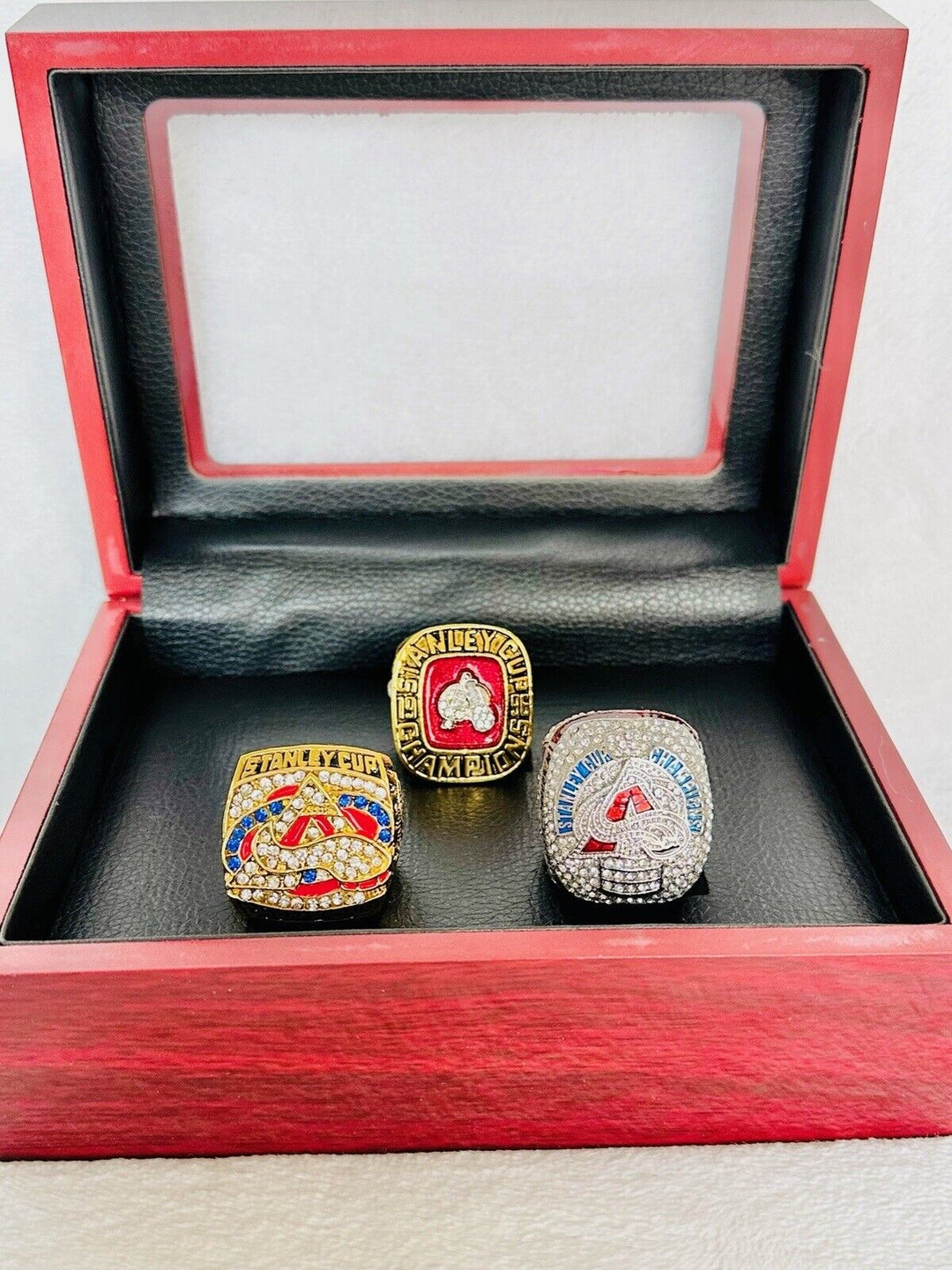 3 PCS Colorado Avalanche Stanley Cup Championship ring Set W Box, US SHIP - EB Sports Champion's Cache