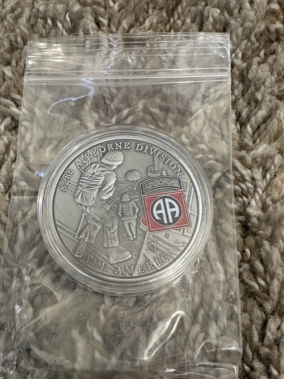 US Army 82nd Airborne Division Challenge 1 oz Silver Coin, Combat Jump, US Army - EB Sports Champion's Cache